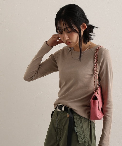 ElegChic(エレグシック)の「ロング スリーブコンパクトTシャツ(Tシャツ/カットソー・レディース・グレー/ブラック/グレー系1/ベージュ/オフホワイト・M/4L/XXL/XL/L)」の16枚目の写真
