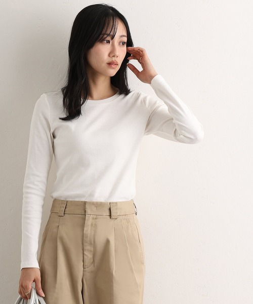 ElegChic(エレグシック)の「ロング スリーブコンパクトTシャツ(Tシャツ/カットソー・レディース・グレー/ブラック/グレー系1/ベージュ/オフホワイト・M/4L/XXL/XL/L)」の19枚目の写真