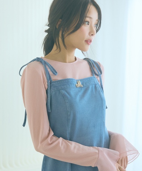 marun（マルン）の「＜大きいサイズ＞カットデニムキャミワンピース marun（ワンピース・レディース・ライトブルー/ブルー・L/5L/4L/3L/LL）」の3枚目の写真