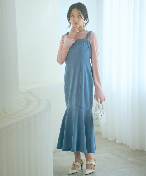 marun（マルン）の「＜大きいサイズ＞カットデニムキャミワンピース marun（ワンピース・レディース・ライトブルー/ブルー・L/5L/4L/3L/LL）」の21枚目の写真