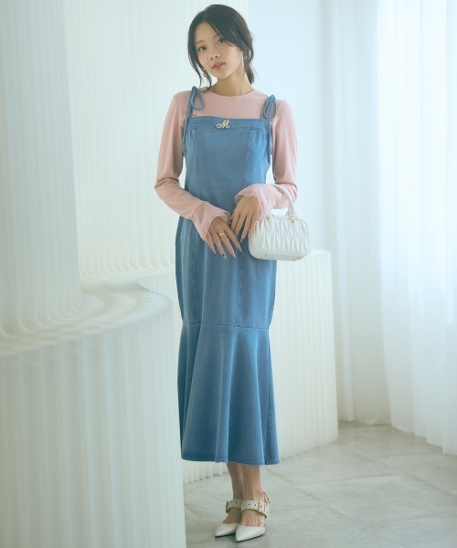 marun（マルン）の「＜大きいサイズ＞カットデニムキャミワンピース marun（ワンピース・レディース・ライトブルー/ブルー・L/5L/4L/3L/LL）」の22枚目の写真