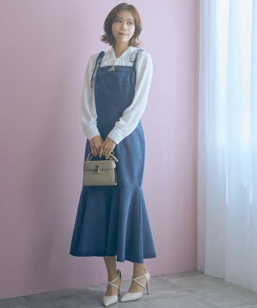 marun（マルン）の「＜大きいサイズ＞カットデニムキャミワンピース marun（ワンピース・レディース・ライトブルー/ブルー・L/5L/4L/3L/LL）」の7枚目の写真
