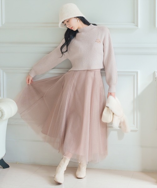 WILLSELECTION（ウィルセレクション）の「【Lame KNIT TULLE Series】ラメチュールボリュームスカート（スカート・レディース・ピンク/オフホワイト/ブラック・FREE）」の3枚目の写真
