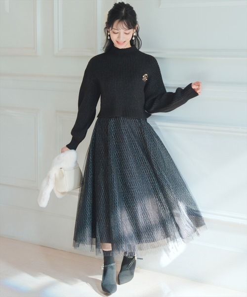 WILLSELECTION（ウィルセレクション）の「【Lame KNIT TULLE Series】ラメチュールボリュームスカート（スカート・レディース・ピンク/オフホワイト/ブラック・FREE）」の2枚目の写真