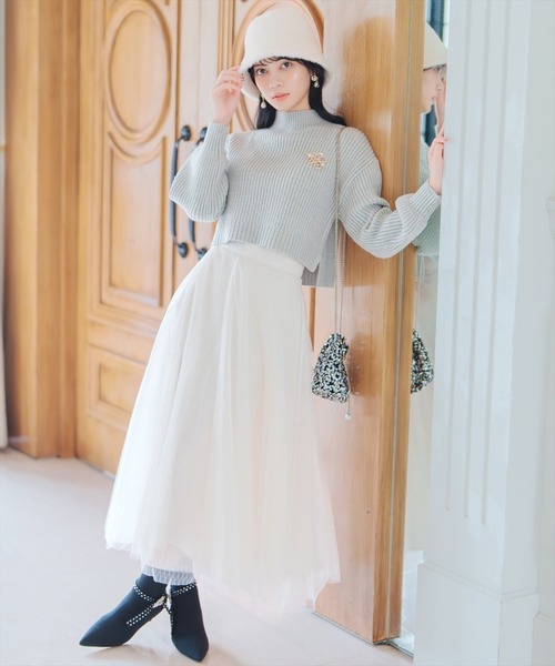 WILLSELECTION（ウィルセレクション）の「【Lame KNIT TULLE Series】ラメチュールボリュームスカート（スカート・レディース・ピンク/オフホワイト/ブラック・FREE）」の6枚目の写真