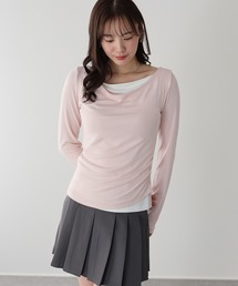 Tシャツ/カットソー（ピンク/桃色系・オフショルダー）ファッション