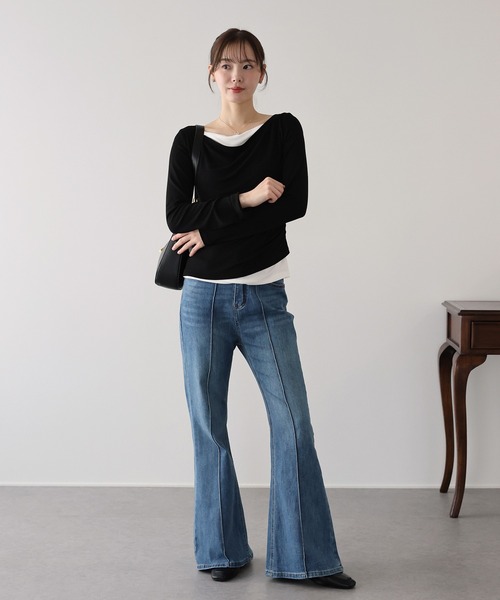 BLUEEAST(ブルーイースト)の「ドレープレイヤードトップス(Tシャツ/カットソー・レディース・グレー/ブラック/ピンク・MEDIUM)」の15枚目の写真