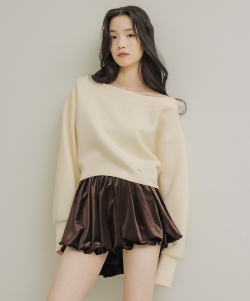 NEUNA(ヌナ)の「ベロアバルーンミニスカート(スカート・レディース・ブラウン/ブラック/アイボリー・MEDIUM/SMALL/X-LARGE/LARGE)」の3枚目の写真
