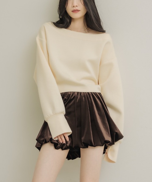 NEUNA(ヌナ)の「ベロアバルーンミニスカート(スカート・レディース・ブラウン/ブラック/アイボリー・MEDIUM/SMALL/X-LARGE/LARGE)」の5枚目の写真