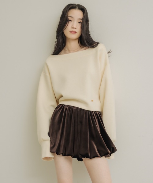 NEUNA(ヌナ)の「ベロアバルーンミニスカート(スカート・レディース・ブラウン/ブラック/アイボリー・MEDIUM/SMALL/X-LARGE/LARGE)」の7枚目の写真