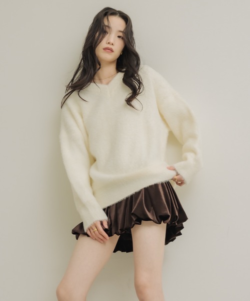 NEUNA(ヌナ)の「ベロアバルーンミニスカート(スカート・レディース・ブラウン/ブラック/アイボリー・MEDIUM/SMALL/X-LARGE/LARGE)」の8枚目の写真