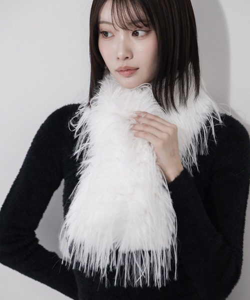 2color 】シャギーフェイクファーボリュームロングマフラー ／ shaggy