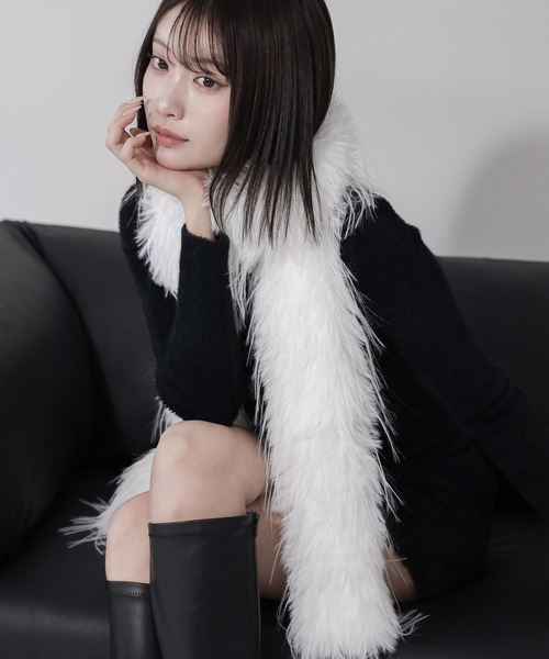 2color 】シャギーフェイクファーボリュームロングマフラー ／ shaggy