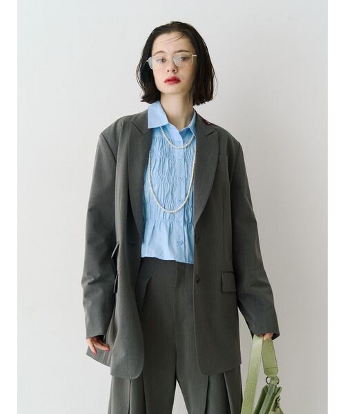 jouetie（ジュエティ）の「【PosTokyo】テーラードジャケット【セットアップ対応】（テーラードジャケット・レディース・グレー/ブラウン・MEDIUM）」の10枚目の写真