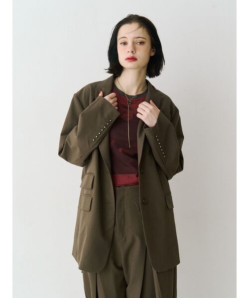 jouetie（ジュエティ）の「【PosTokyo】テーラードジャケット【セットアップ対応】（テーラードジャケット・レディース・グレー/ブラウン・MEDIUM）」の16枚目の写真