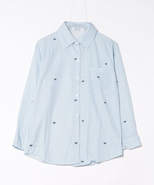 VIBGYOR Women（ヴィブジョー　ウィメン）の「【Mayree】ストライプ リボン 長袖 シャツ（シャツ/ブラウス・レディース・ブルー・MEDIUM/LARGE/X-LARGE）」の5枚目の写真