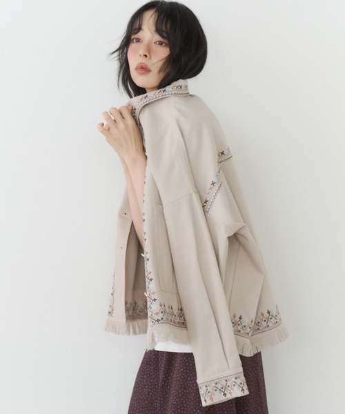 Unitage(ユニテージ)の「刺繍ツイルジャケット(その他アウター・レディース・アイボリー/ピンク・FREE)」の22枚目の写真