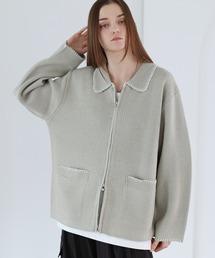 SOCCE（ソーシー）の「ルーズシルエットラメステッチダブルジップニット（ニット/セーター）」