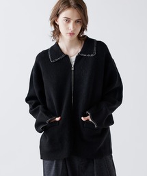 SOCCE（ソーシー）の「ルーズシルエットウールミックスラメステッチダブルジップニット（ニット/セーター）」