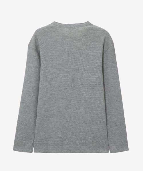 MINDBRIDGE(マインドブリッジ)の「ワッフルヘンリーネックデイリーTシャツ - 4色(Tシャツ/カットソー・メンズ・ブラック/グレー/ホワイト/チャコールグレー・95/100/105/110)」の18枚目の写真