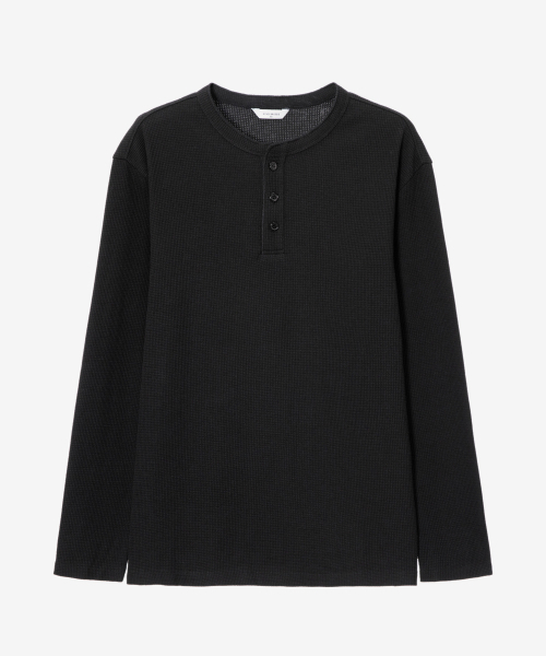 MINDBRIDGE(マインドブリッジ)の「ワッフルヘンリーネックデイリーTシャツ - 4色(Tシャツ/カットソー・メンズ・ブラック/グレー/ホワイト/チャコールグレー・95/100/105/110)」の19枚目の写真