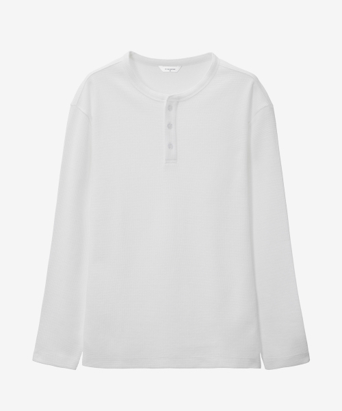 MINDBRIDGE(マインドブリッジ)の「ワッフルヘンリーネックデイリーTシャツ - 4色(Tシャツ/カットソー・メンズ・ブラック/グレー/ホワイト/チャコールグレー・95/100/105/110)」の21枚目の写真