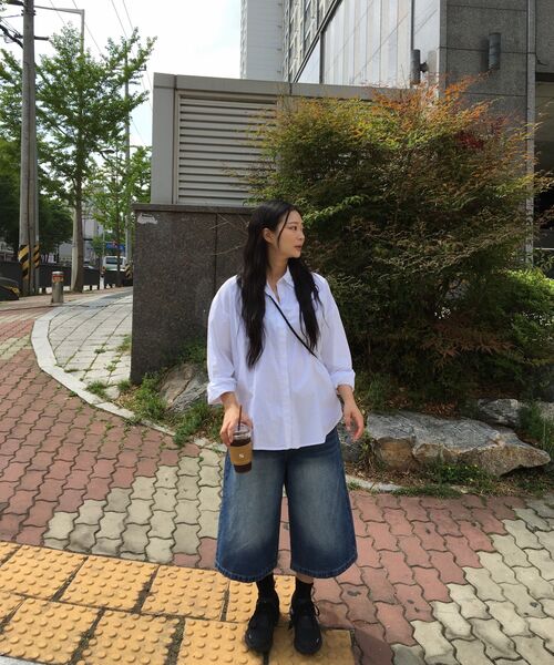 ACSHI(アクシ)の「夏 バミューダ ワイド 7部 ウォッシング デニムパンツ ユニセックス(中青)(その他パンツ・レディース・その他・S/M/L/XL/XS/XXL)」の12枚目の写真