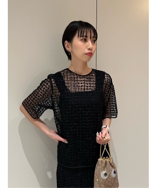 ESTNATION(エストネーション)の「ESTNATION / フェザーチュールシアーブラウス(シャツ/ブラウス・レディース・オフホワイト/ブラック・FREE)」の12枚目の写真