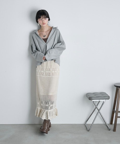 THE YOn（ザヨン）の「コットンクロシェマーメイドスカート（スカート・レディース・アイボリー/ブラック・FREE）」の19枚目の写真