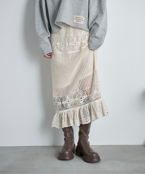 THE YOn（ザヨン）の「コットンクロシェマーメイドスカート（スカート・レディース・アイボリー/ブラック・FREE）」の13枚目の写真