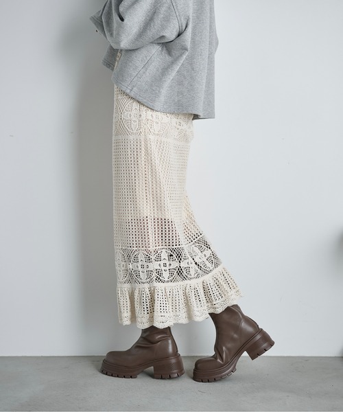 THE YOn（ザヨン）の「コットンクロシェマーメイドスカート（スカート・レディース・アイボリー/ブラック・FREE）」の15枚目の写真