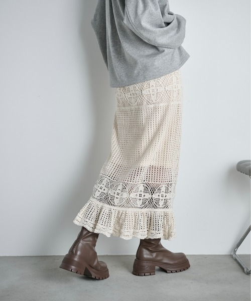 THE YOn（ザヨン）の「コットンクロシェマーメイドスカート（スカート・レディース・アイボリー/ブラック・FREE）」の17枚目の写真