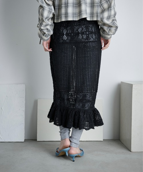 THE YOn（ザヨン）の「コットンクロシェマーメイドスカート（スカート・レディース・アイボリー/ブラック・FREE）」の7枚目の写真