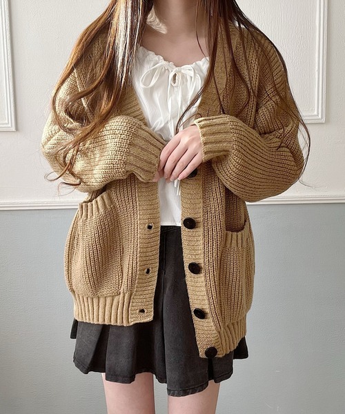 Nana(ナナ)の「ニットカーディガン(ニット/セーター・レディース・グリーン/ブラウン・FREE)」の7枚目の写真