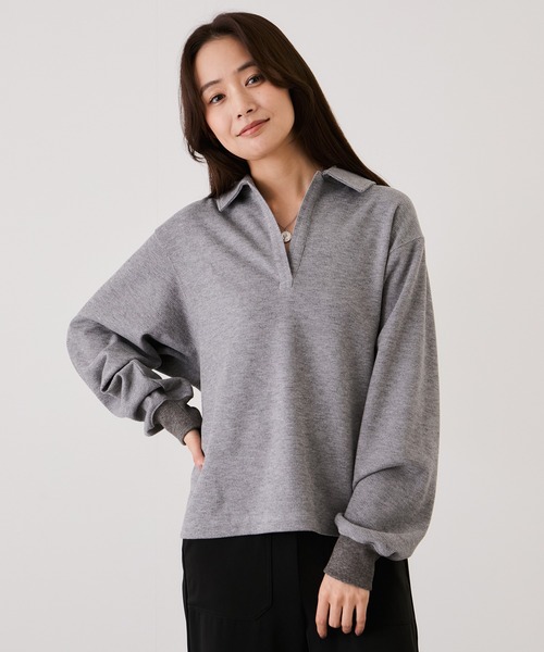 Jayro（ジャイロ）の「ニットコーデュロイプルオーバー（Tシャツ/カットソー・レディース・グレー/ホワイト系その他2/ブラウン系その他2・M）」の5枚目の写真