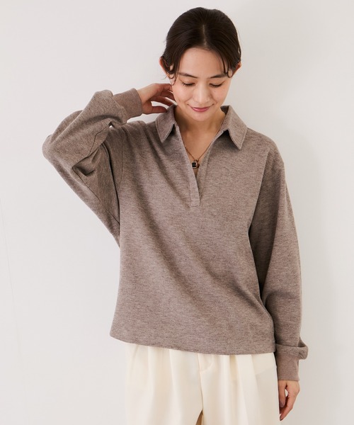 Jayro（ジャイロ）の「ニットコーデュロイプルオーバー（Tシャツ/カットソー・レディース・グレー/ホワイト系その他2/ブラウン系その他2・M）」の21枚目の写真