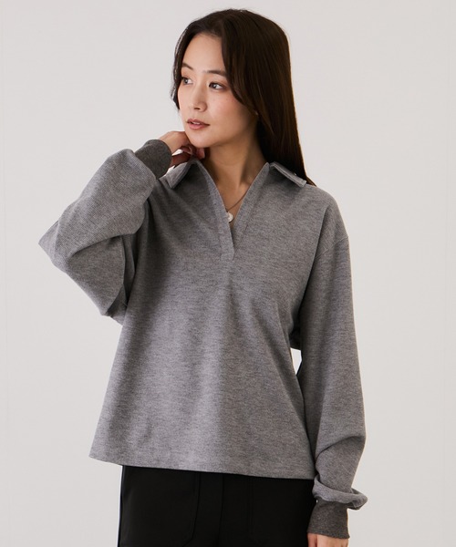 Jayro（ジャイロ）の「ニットコーデュロイプルオーバー（Tシャツ/カットソー・レディース・グレー/ホワイト系その他2/ブラウン系その他2・M）」の4枚目の写真