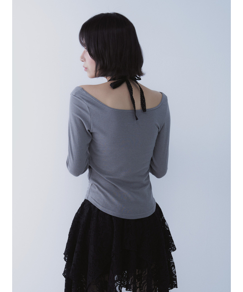 SETSETSET(セットセットセット)の「LACE HALTERNECK TEE (GREY)(Tシャツ/カットソー・レディース・その他・ONE SIZE)」の7枚目の写真
