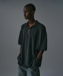 THE ANTI PLATFORM（ディアンチプラットフォーム）の「ピグメントオーバーサイズジップアップピケシャツ（チャコール）（ポロシャツ）」