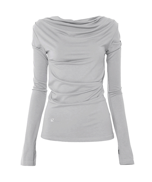 FLAREUP(フレアアップ)の「2.Drape Long Sleeve (FL-146_Light Gray)(Tシャツ/カットソー・レディース・ライトグレー・OS)」の1枚目の写真