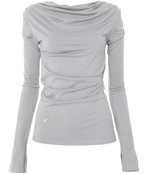FLAREUP(フレアアップ)の「2.Drape Long Sleeve (FL-146_Light Gray)(Tシャツ/カットソー・レディース・ライトグレー・OS)」の3枚目の写真