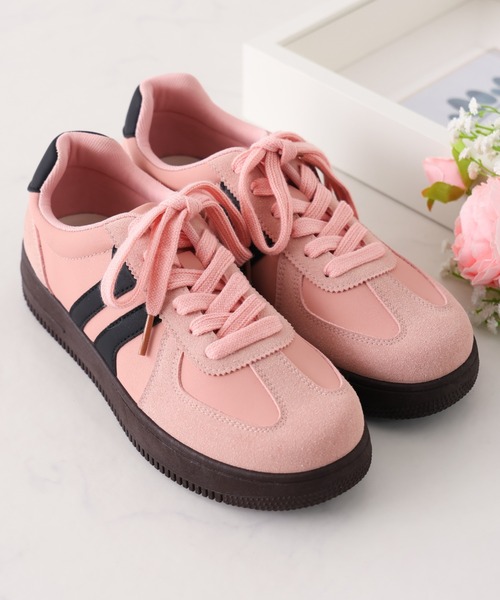 VIVIAN(ヴィヴィアン)の「ダブルライン配色レースアップスニーカー(スニーカー・レディース・ピンク/ブルー/ナチュラル・S/LL/L/M)」の17枚目の写真