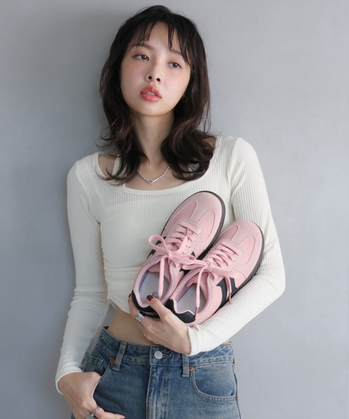 VIVIAN(ヴィヴィアン)の「ダブルライン配色レースアップスニーカー(スニーカー・レディース・ピンク/ブルー/ナチュラル/ダークブラウン/ブラック・S/LL/L/M)」の22枚目の写真