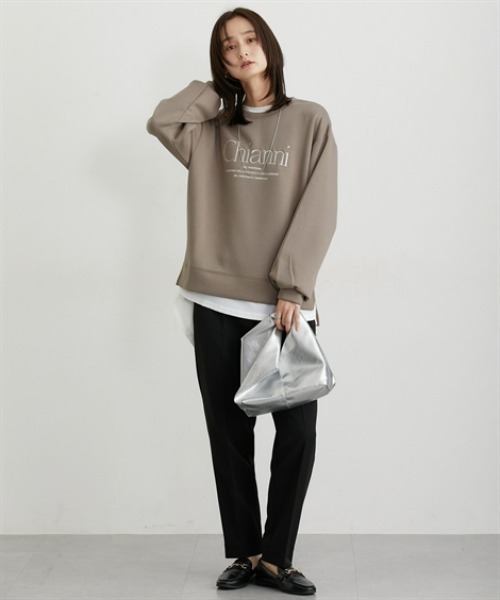 nissen（ニッセン）の「ポンチロゴ刺しゅうスウェットトップス（スウェット・レディース・ベージュ/アイボリー・L/M）」の14枚目の写真