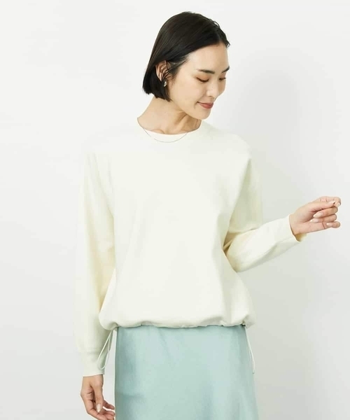 MICHEL KLEIN（ミッシェル・クラン）の「ドロストラグランニットプルオーバー（ニット/セーター・レディース・アイボリー/クリーム/ネイビー・38）」の2枚目の写真