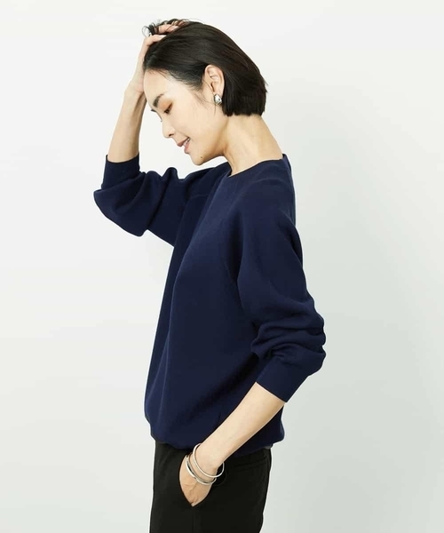 MICHEL KLEIN（ミッシェル・クラン）の「ドロストラグランニットプルオーバー（ニット/セーター・レディース・アイボリー/クリーム/ネイビー・38）」の6枚目の写真