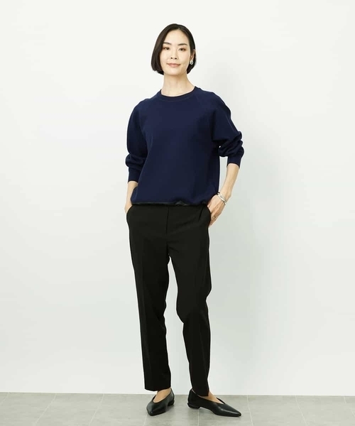 MICHEL KLEIN（ミッシェル・クラン）の「ドロストラグランニットプルオーバー（ニット/セーター・レディース・アイボリー/クリーム/ネイビー・38）」の8枚目の写真