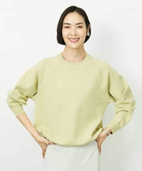 MICHEL KLEIN（ミッシェル・クラン）の「ドロストラグランニットプルオーバー（ニット/セーター・レディース・アイボリー/クリーム/ネイビー・38）」の9枚目の写真