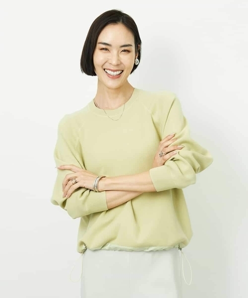 MICHEL KLEIN（ミッシェル・クラン）の「ドロストラグランニットプルオーバー（ニット/セーター・レディース・アイボリー/クリーム/ネイビー・38）」の10枚目の写真