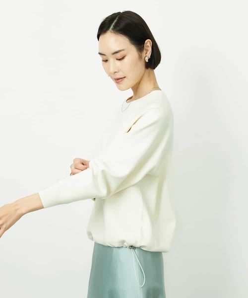 MICHEL KLEIN（ミッシェル・クラン）の「ドロストラグランニットプルオーバー（ニット/セーター・レディース・アイボリー/クリーム/ネイビー・38）」の14枚目の写真
